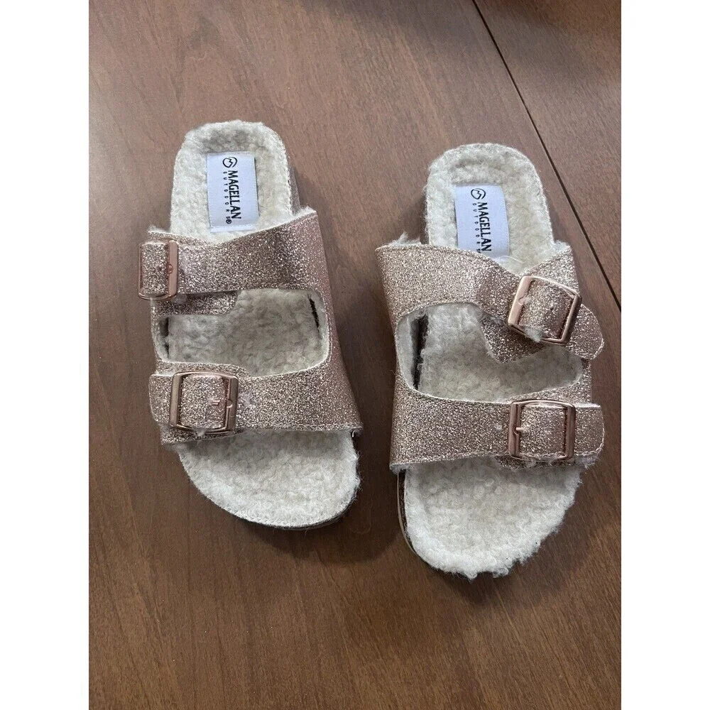 Magellan Outdoors Girls Slip On Sandals Slides Glitter Size 13/1